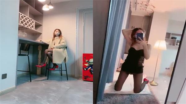 高跟黑丝苗条骚母狗自慰抠穴,勾引狼友激情狂操